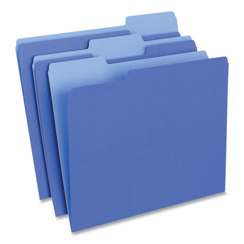 Universal Deluxe Colored Top Tab File Folders， 1/3-Cut Tabs， Letter Size， Blue/Light Blue， 100/Box (10501)