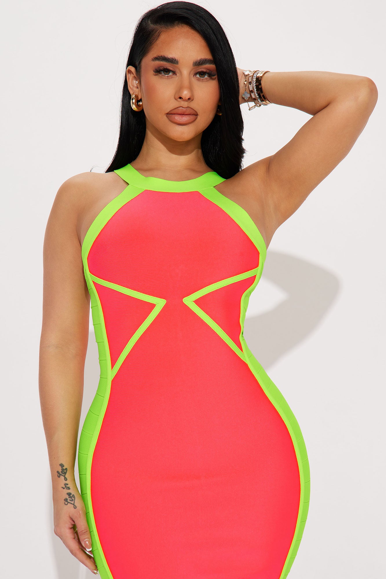 Bentley Bandage Midi Dress - Neon Pink