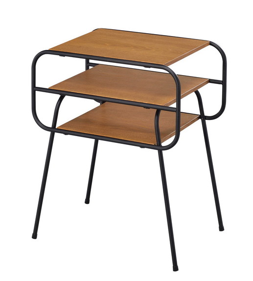 Benjara BM204497 Metal and Wooden End Table with 2...