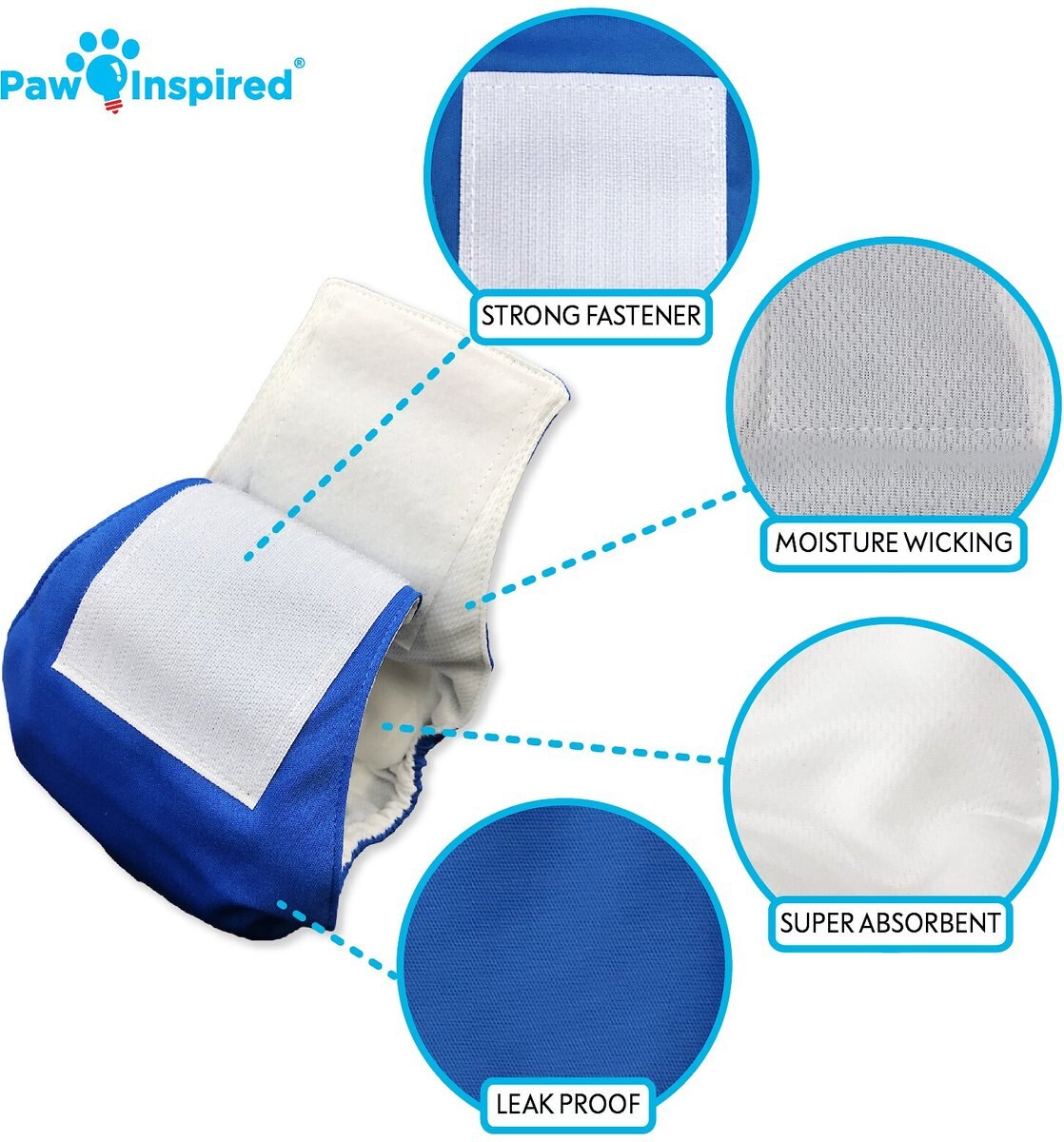 Paw Inspired Belly Band Male Dog Wrap Washable Wrap Dog Diaper， 3 count