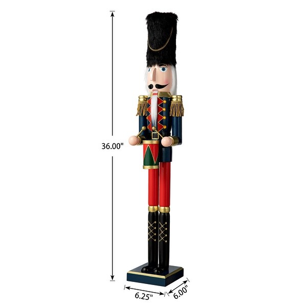 Glitzhome 36inch Wooden Christmas King/Drummer Nutcracker