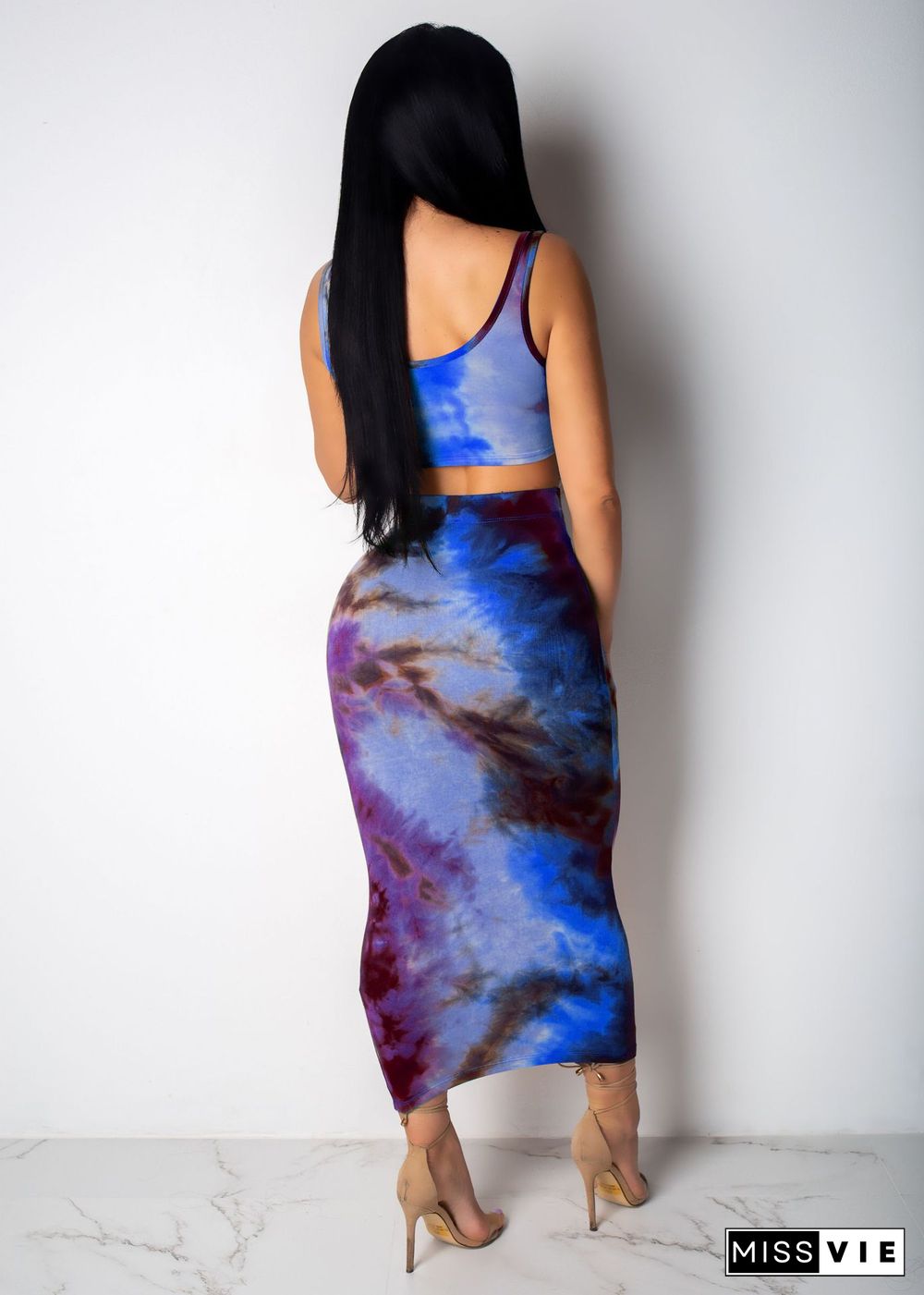 Two-Piece Sexy Printed Vest Long Skirt