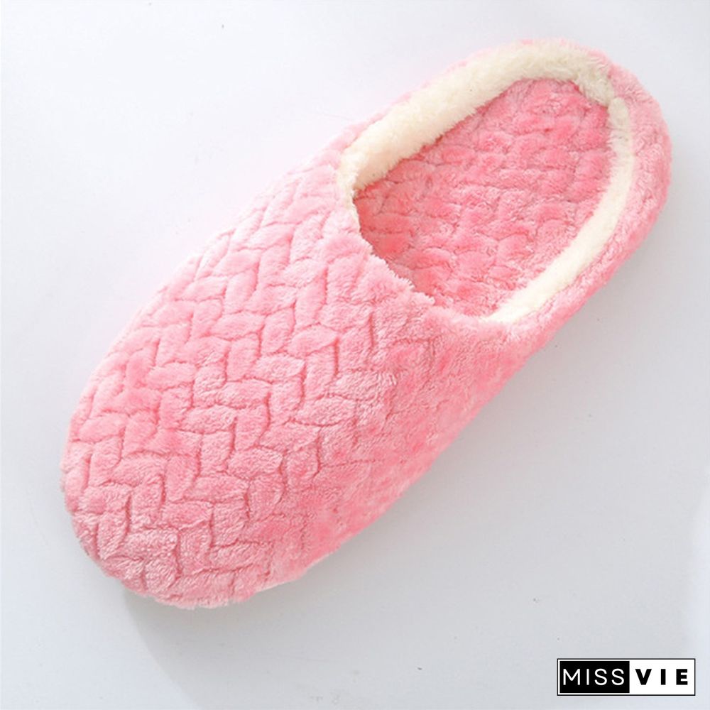 Ladies Fashion Plus Size Soft Bottom Plush Slippers Non-Slip Wooden Floor Indoor Couples Cotton Slippers