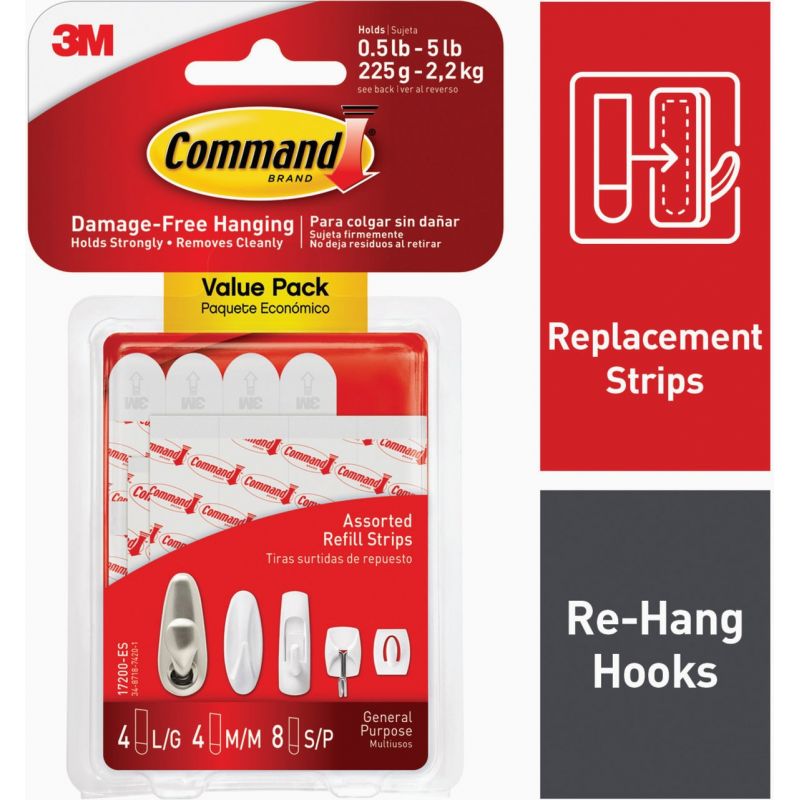 Command White Refill Strip Assortment White