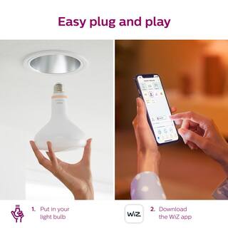 Philips 65-Watt Equivalent BR30 LED Smart Wi-Fi Soft White (2700K) Light Bulb Powered by WiZ with Bluetooth (1-Pack) 562629