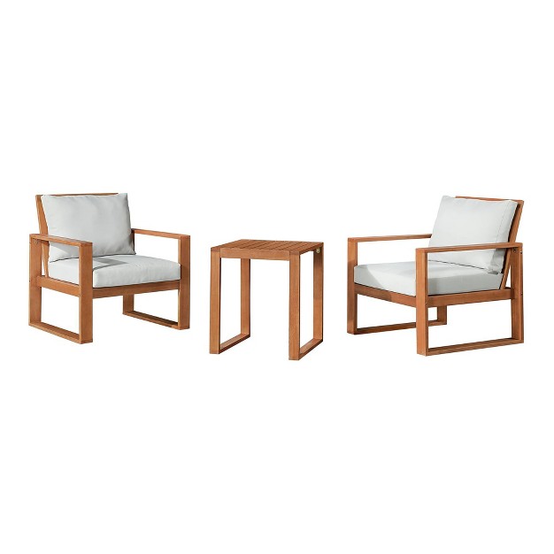 Grafton 3pc Eucalyptus Wood Outdoor Set Natural Alaterre Furniture