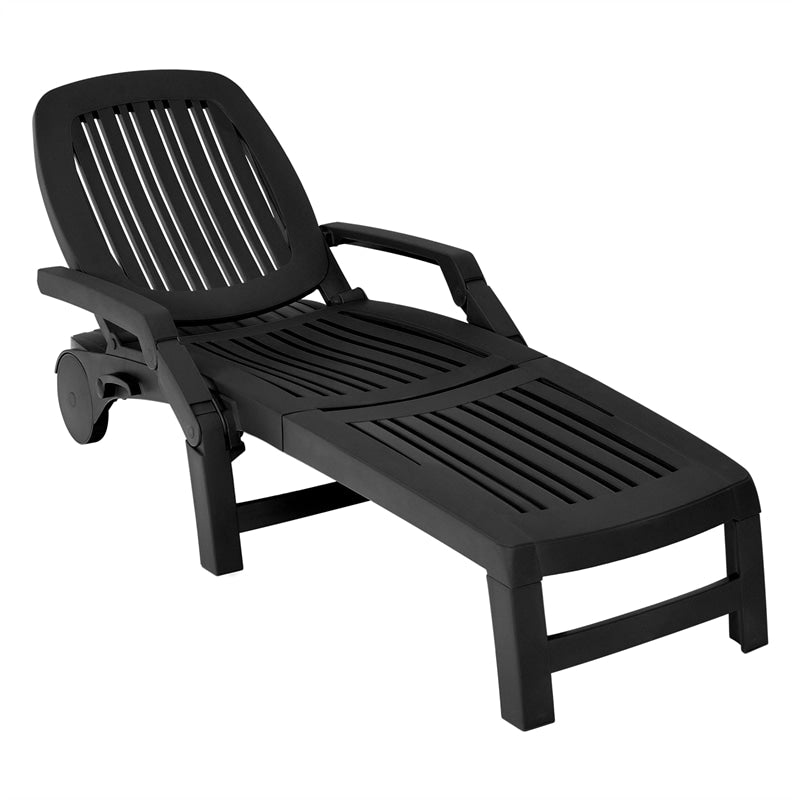 Outdoor Chaise Lounge Chair 6-Position Adjustable Patio Recliner with Wheels