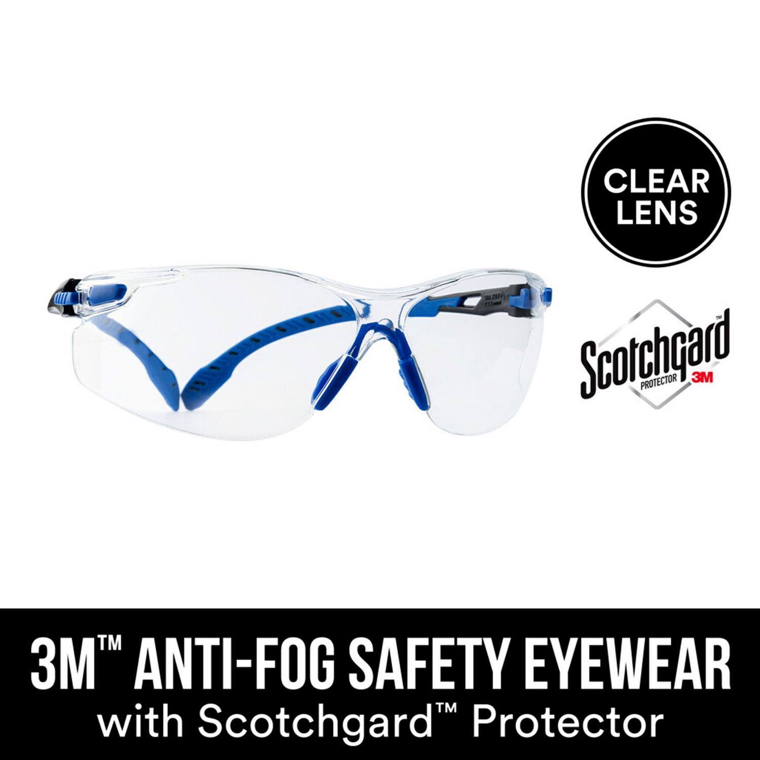 3M Scotchgard Anti-Fog Safety Glasses Clear Lens Black/Blue Frame 1 pk