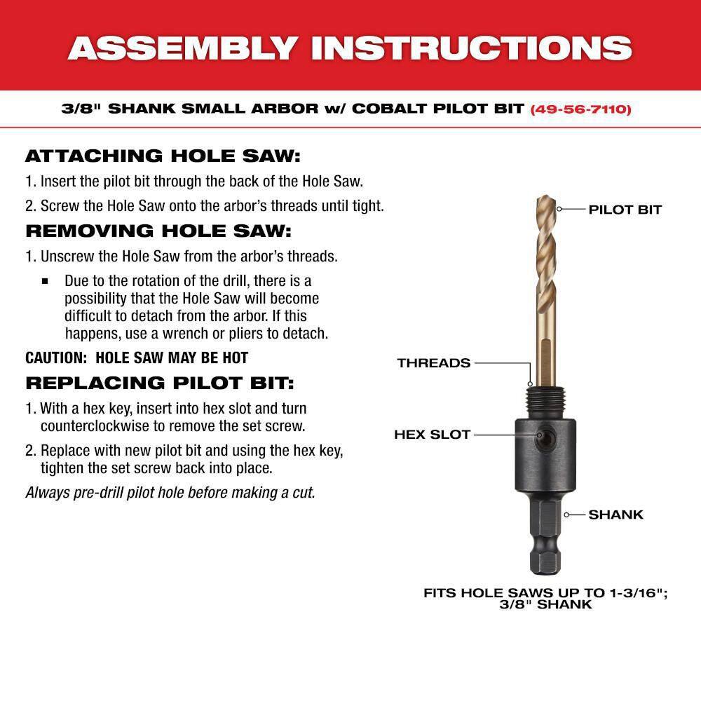 MW Door Lock Installation Bi-Metal Hole Saw Set 49-22-4073