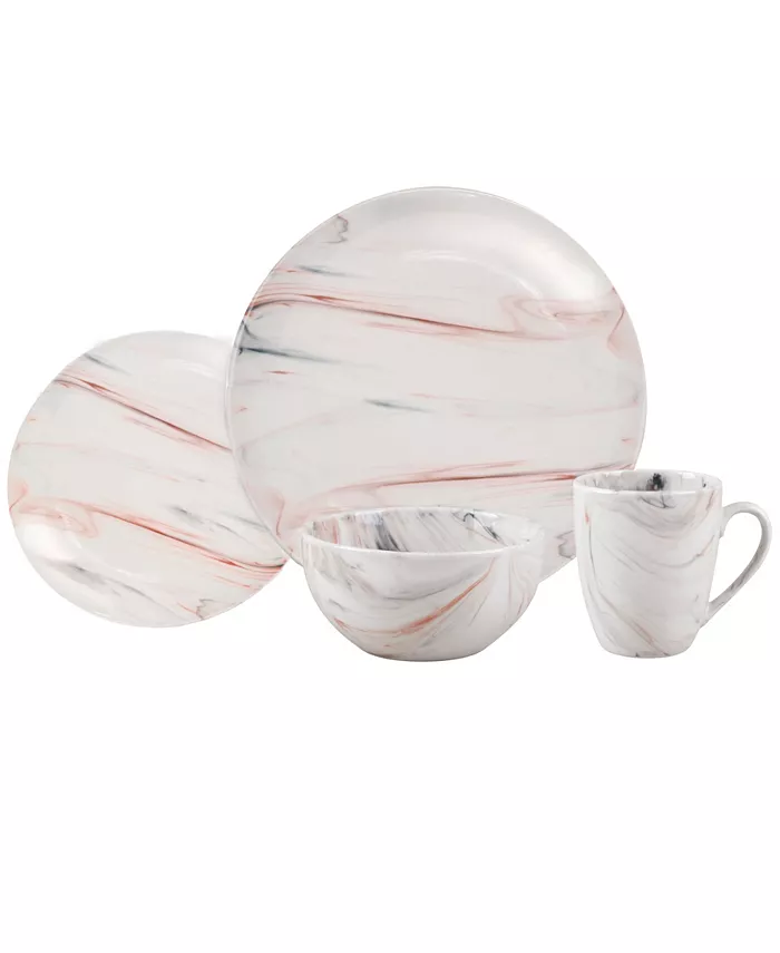 Lorren Home Trends Marble 16 Piece Service for 4 Dinnerware Set