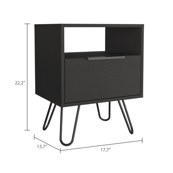 Eagle Creek 1 Shelf 1 Drawer Nightstand Black Weng...