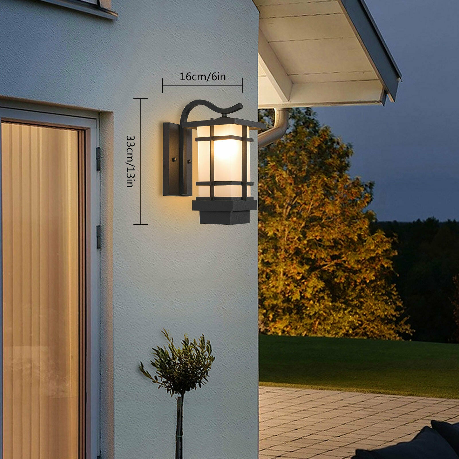 DENEST Outdoor Lantern Wall Light Exterior Patio Garden Rustic Wall Lamp Fixture E27