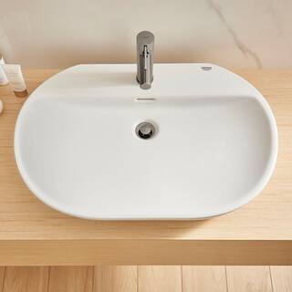 GROHE Essence Single-Hole Wall Mounted Fireclay Bathroom Sink in Alpine White 39669000