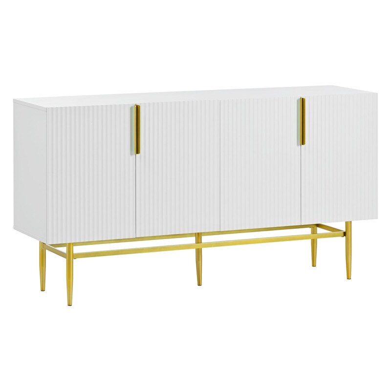 Modern Accent Cabinet with 4 Doors and Adjustable Shelves  Sideboard Buffet Storage Cabinet for Living Room  Entryway