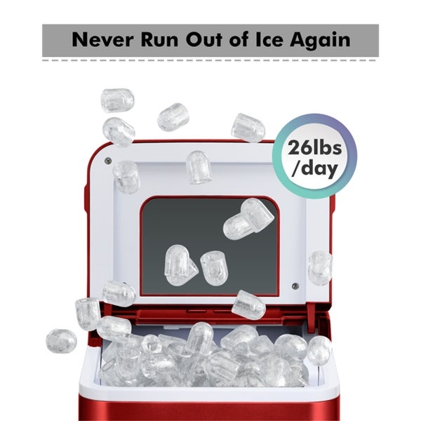 26lbs/24h Portable Countertop Ice Maker Machine Ice Maker with Scoop