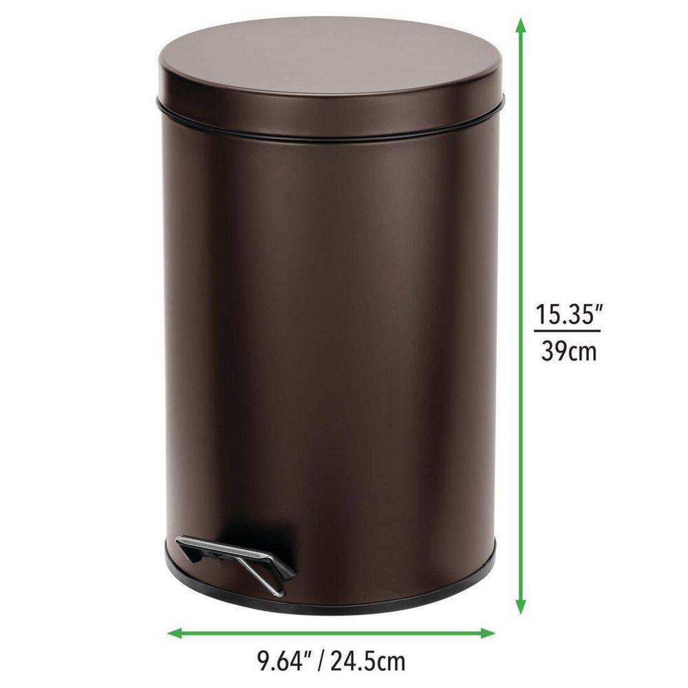 Dracelo 3.2 Gal. Round Bronze Metal Step Trash Wastebasket with Removable Liner Bucket B0B9CKBTWS