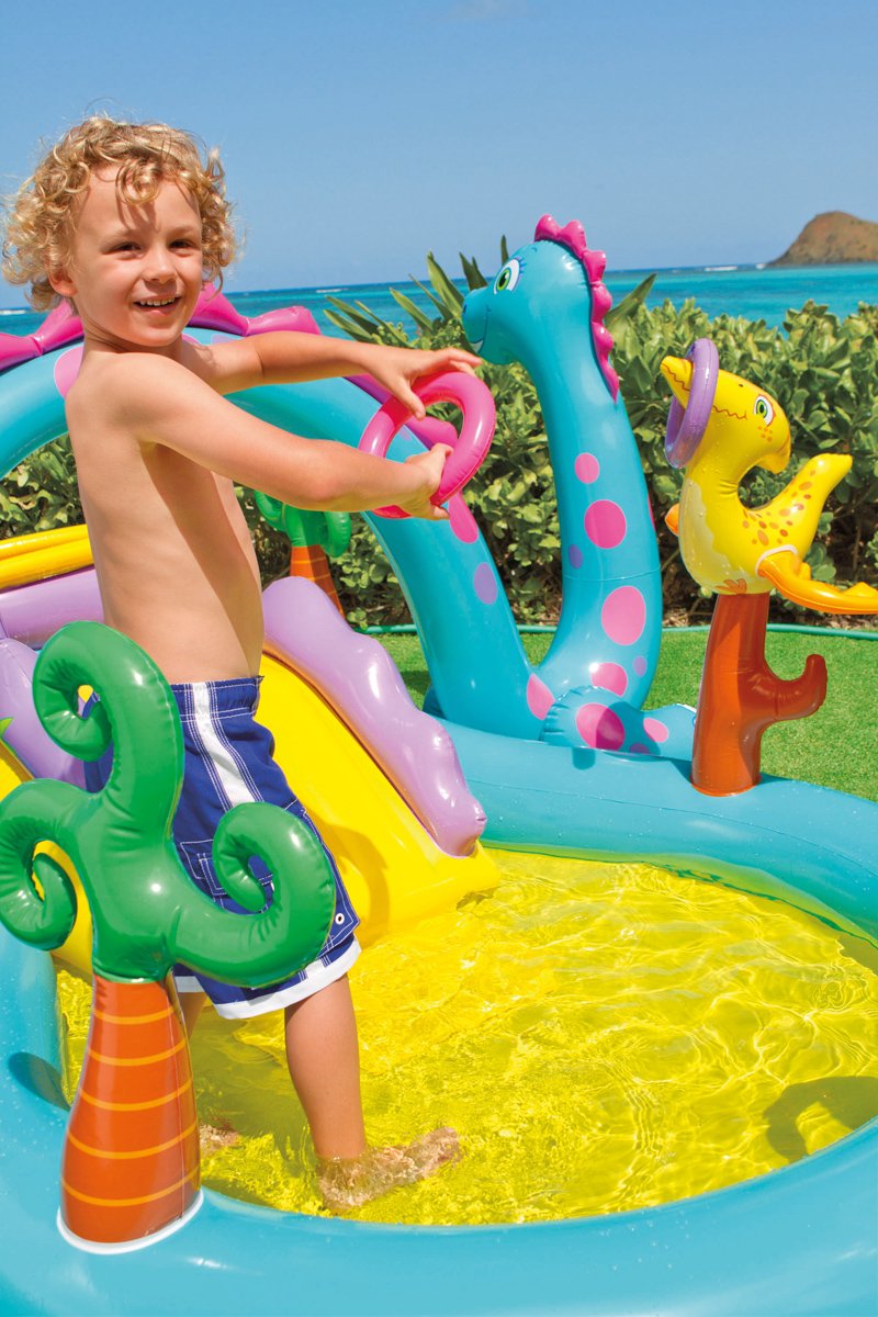 Intex Inflatable Surf 'N Slide Kids Play Center & Dinoland Kids Play Center Pool