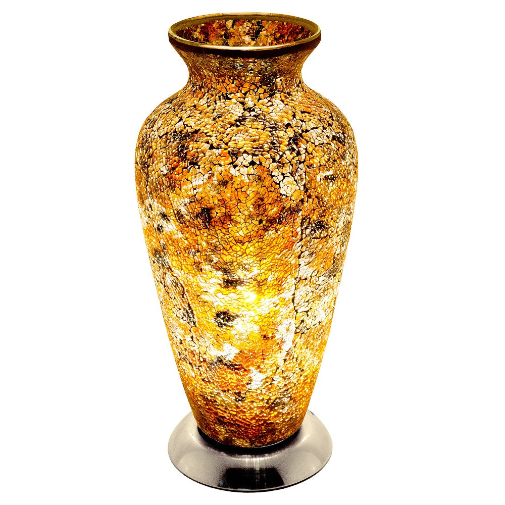 Febland LM79Y Yellow Mosaic Glass Vintage Vase Table Lamp 38cm