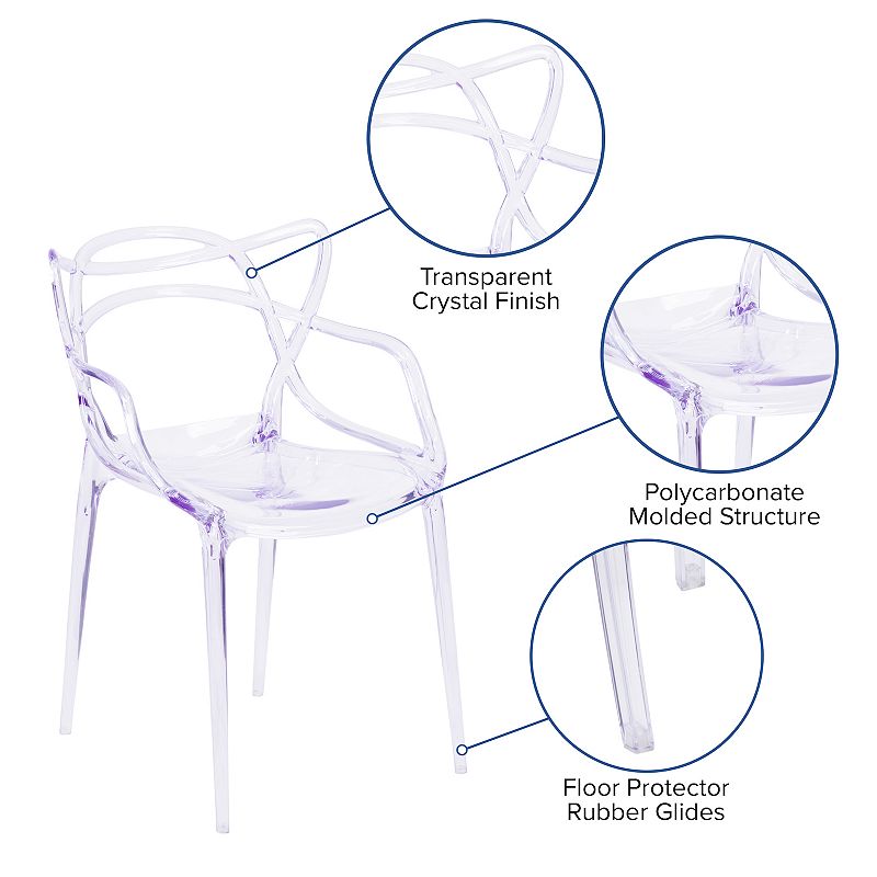 Emma And Oliver 4 Pack Transparent Stacking Side Chair