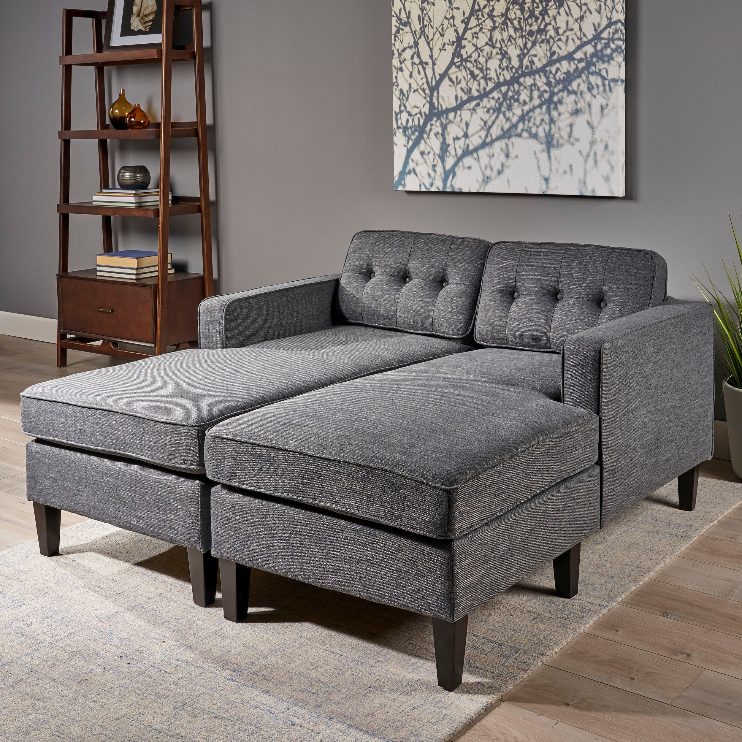 Grace Contemporary Fabric Chaise Daybed with Button Accents