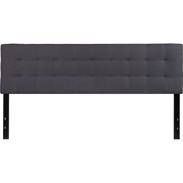 Bedford Tufted Upholstered King Size Headboard in Dark Gray Fabric