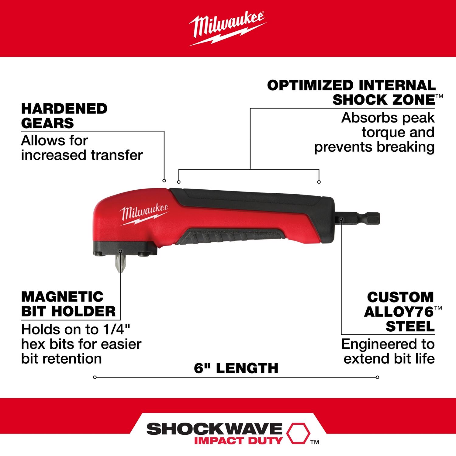 MW Shockwave Right Angle Attachment 1/4 in. Hex Shank 1 pc