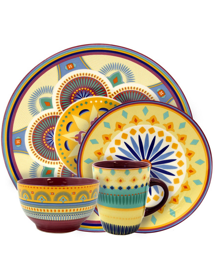 Elama Puesta De Sol 16 Piece Service for 4 Stoneware Dinnerware Set