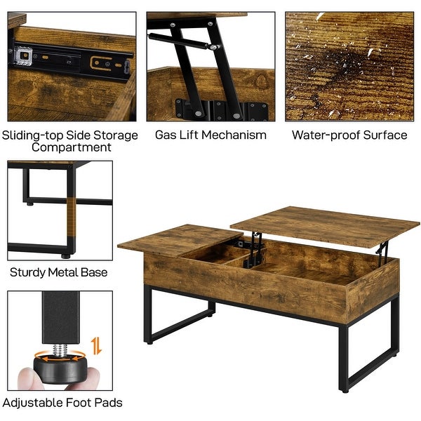 Yaheetech Split Lift-top Coffee Table with Hidden Compartments