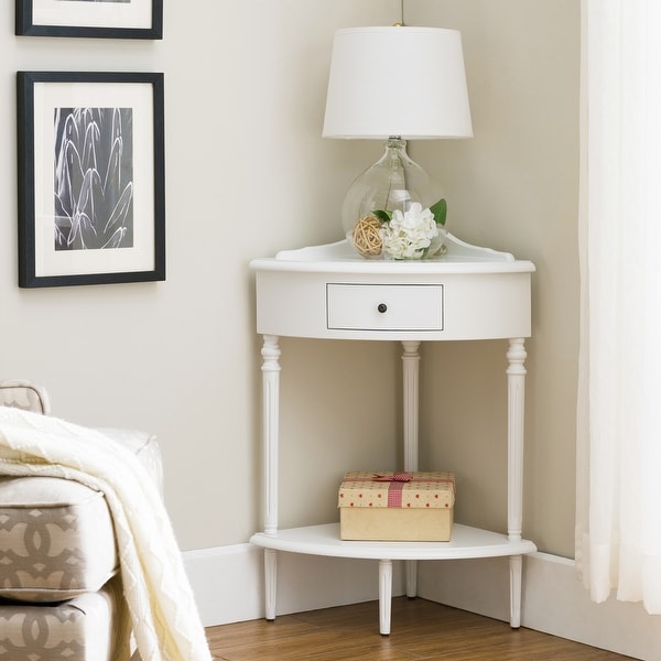 Cottage White Corner Table Stand