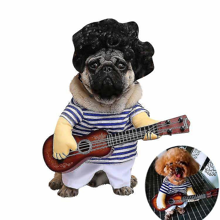 Miman Pet Dress Up Outfit Dog Funny Costume Cats Policeman Playing Guitar Cosplay