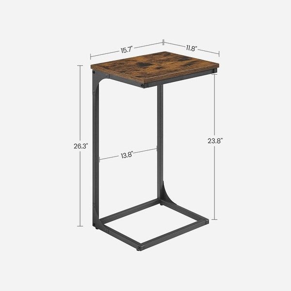 C-Shaped Side Table， End Table for Sofa， Couch Table with Metal Frame， Industrial， for Study