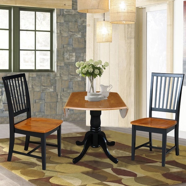 42 in. Drop Leaf Dining Table with 2 Slat Back Chairs - 3 Piece Set