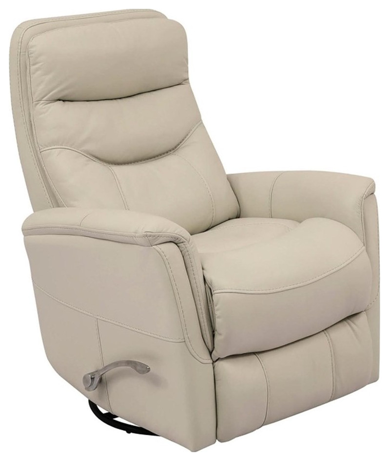 Bowery Hill Leather Manual Swivel Glider Recliner in Ivory Finish   Contemporary   Recliner Chairs   by Homesquare  Houzz