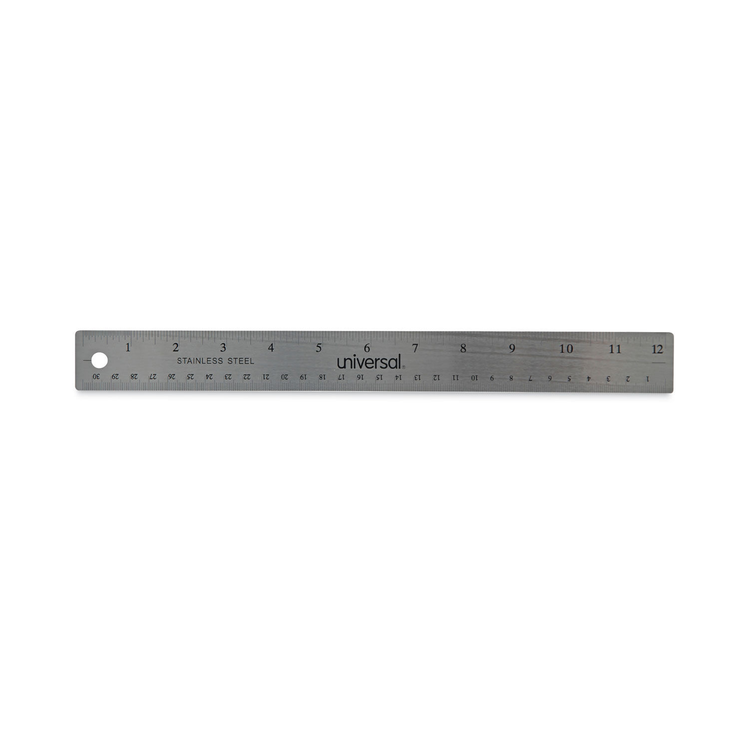 Stainless Steel Ruler with Cork Back and Hanging Hole by Universalandreg; UNV59023