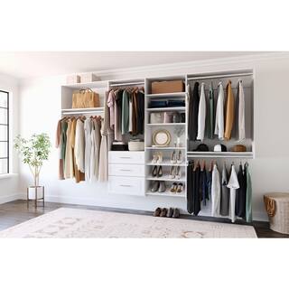 Closet Evolution Modern Raised Dual Tower 96 in. W - 120 in. W White Wood Closet System WH68