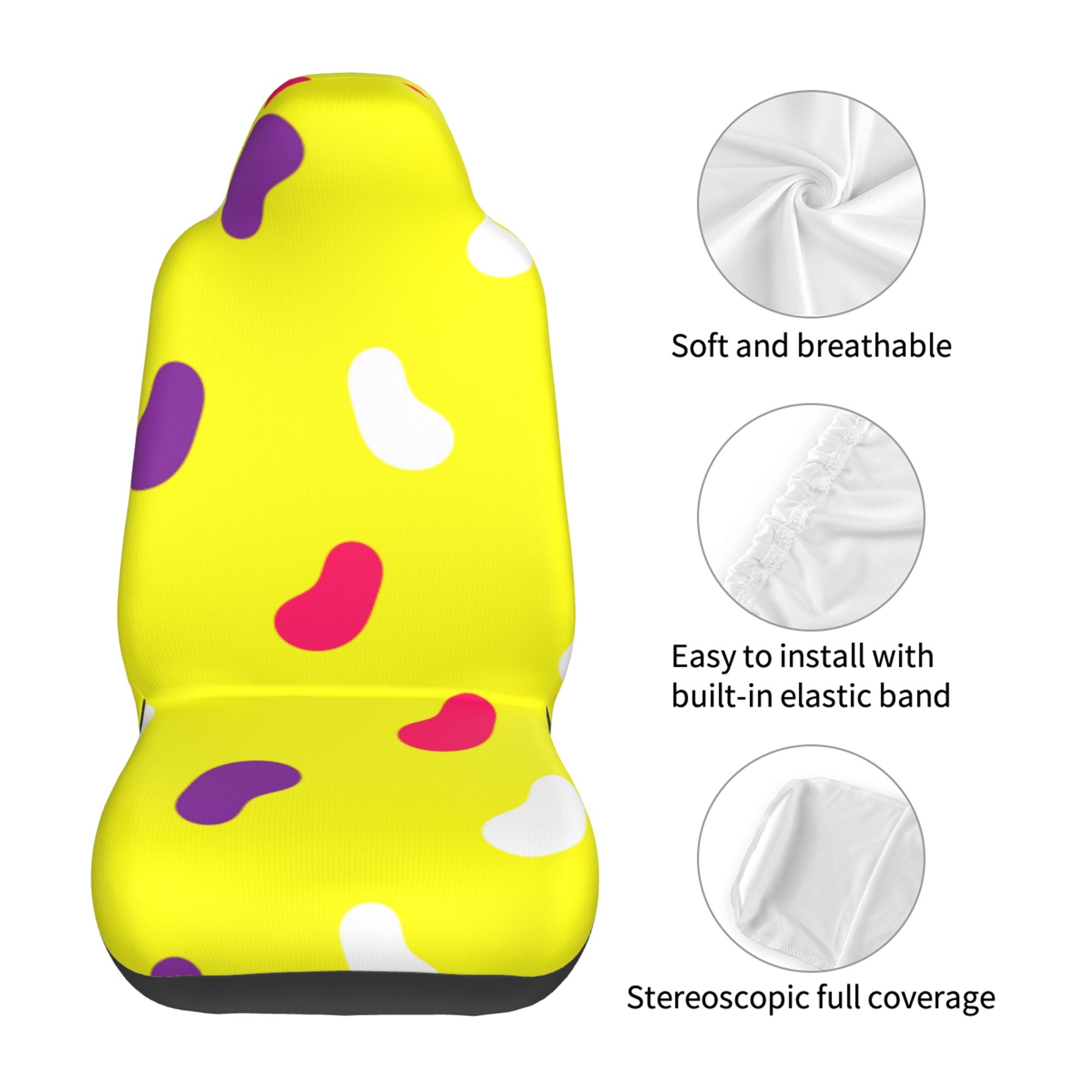 ZICANCN Car Seat Cover Candy Yellow Print Car Front Seat Covers Protectors ， Automotive Seat Covers for Cars Trucks Suv