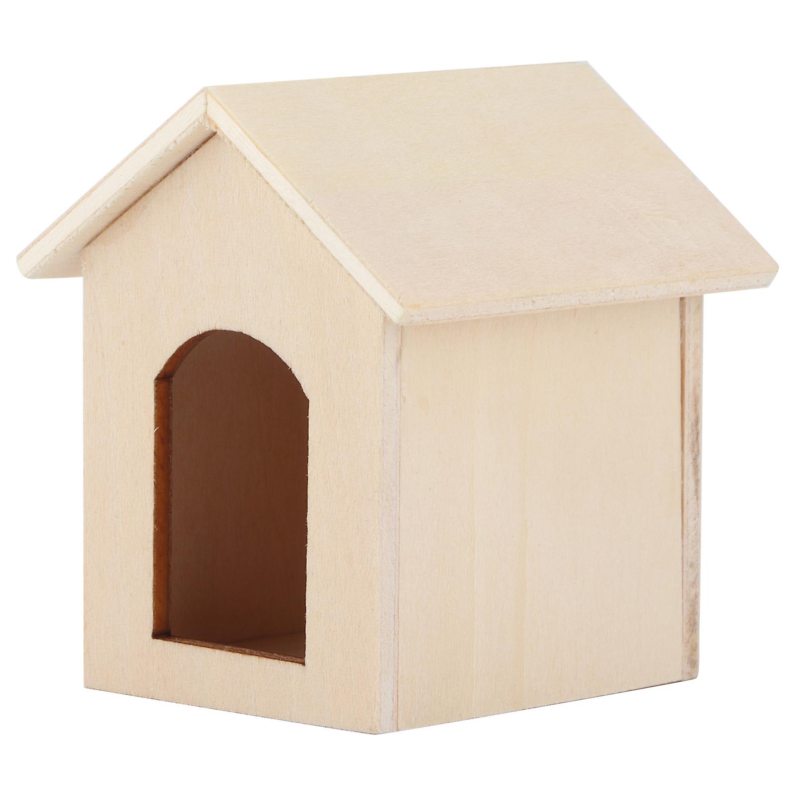 1:12 Dollhouse Wooden Pet House Simulated Miniature Kennel Model Pretend Play Toy Accessoryplain Color Kennel