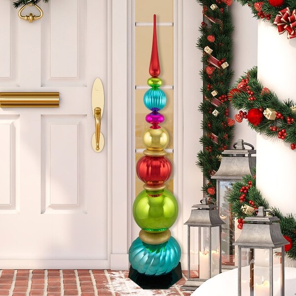 Topiary Finial Tower Commercial Christmas Decoration 4.5' Multicolor