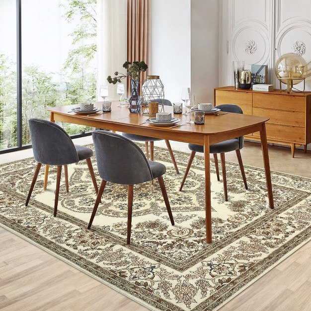 Trinity Washable Boho Floral Medallion Area Rug