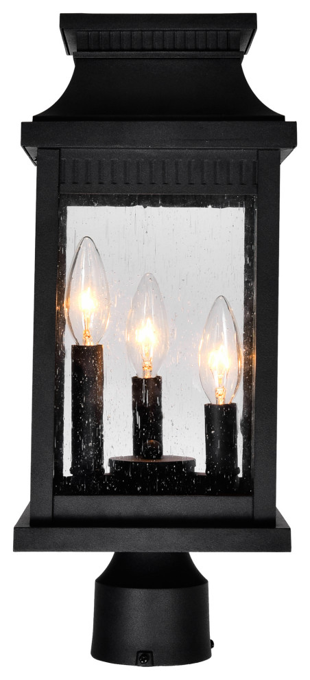 Milford 3 Light Outdoor Black Lantern Head   Transitional   Post Lights   by CWI Lighting  Houzz