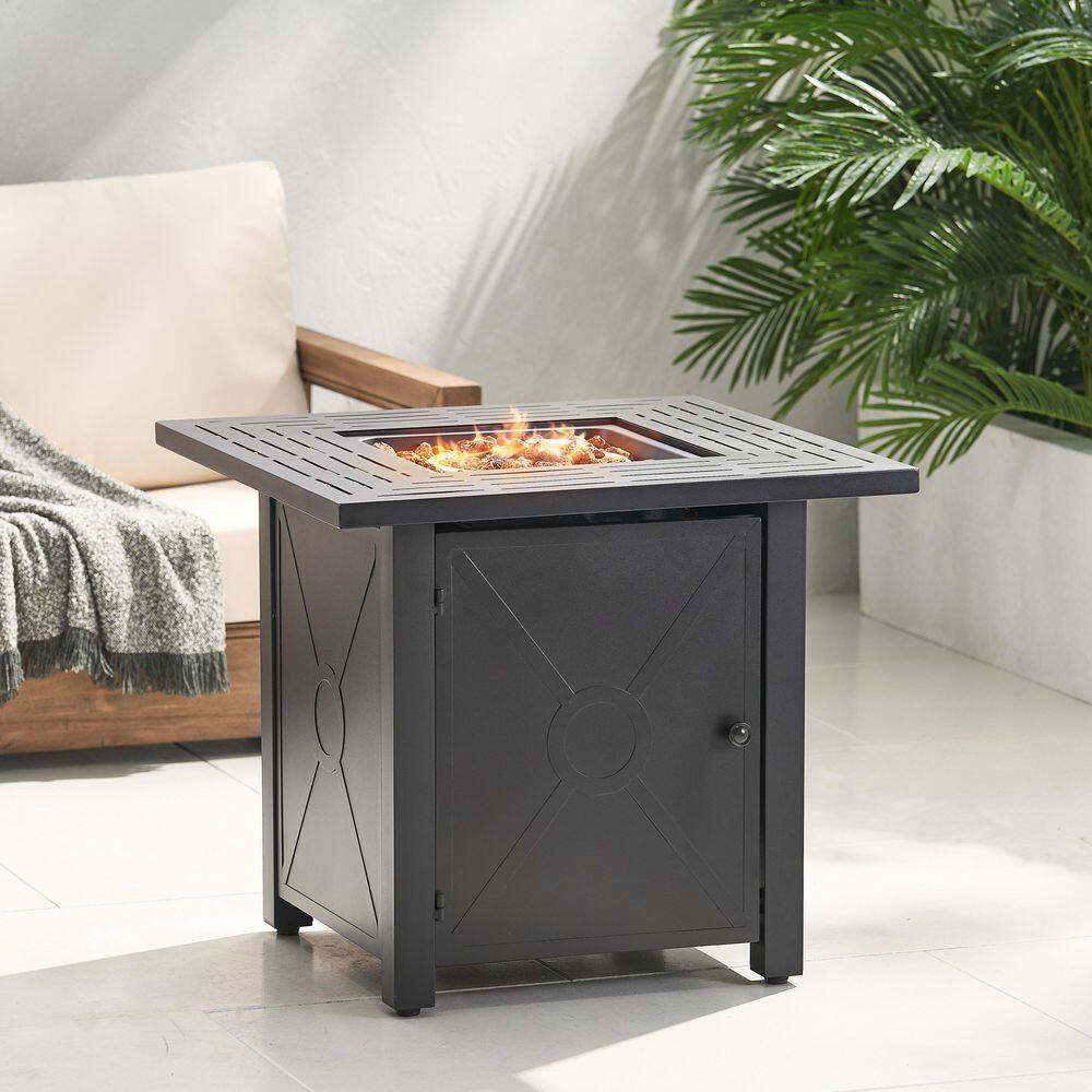 Noble House Haraldson Black Square Metal Fire Pit 109121