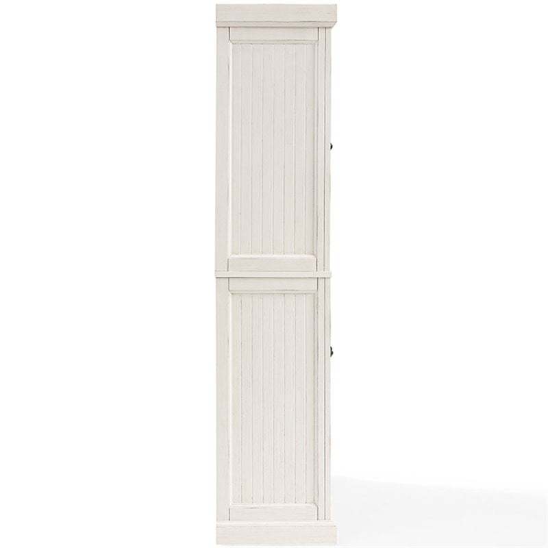 Crosley Furniture Seaside 72'' Kitchen Pantry Distressed White Finish