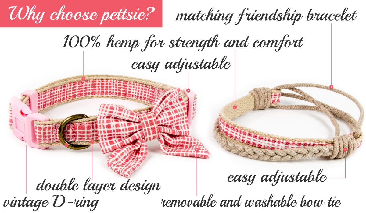 Pettsie Cotton Bow Tie Standard Dog Collar