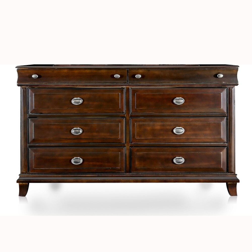 Dere Transitional Brown Cherry 56 inch Wide 8 Drawer Wood Dresser by Furniture of America