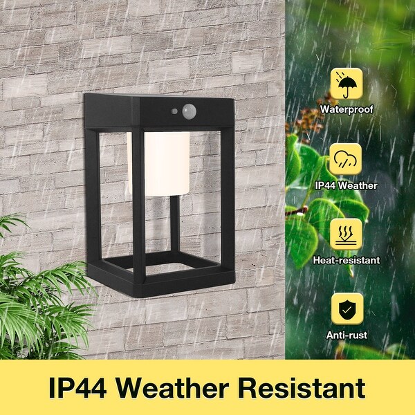 Solar Outdoor Light Dusk to Dawn Wall Lantern LED Solar IP44 Motion Sensor 2216 - Black Shopping - The Best Deals on Outdoor Wall Lanterns | 41428669