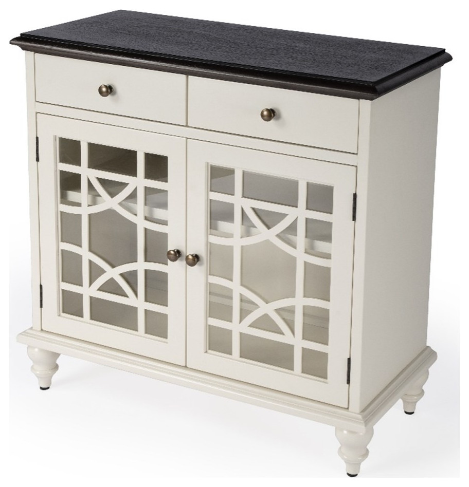 Bowery Hill Traditional Wooden 2 Door 2 Drawer Cabinet   White   Traditional   Accent Chests And Cabinets   by Homesquare  Houzz