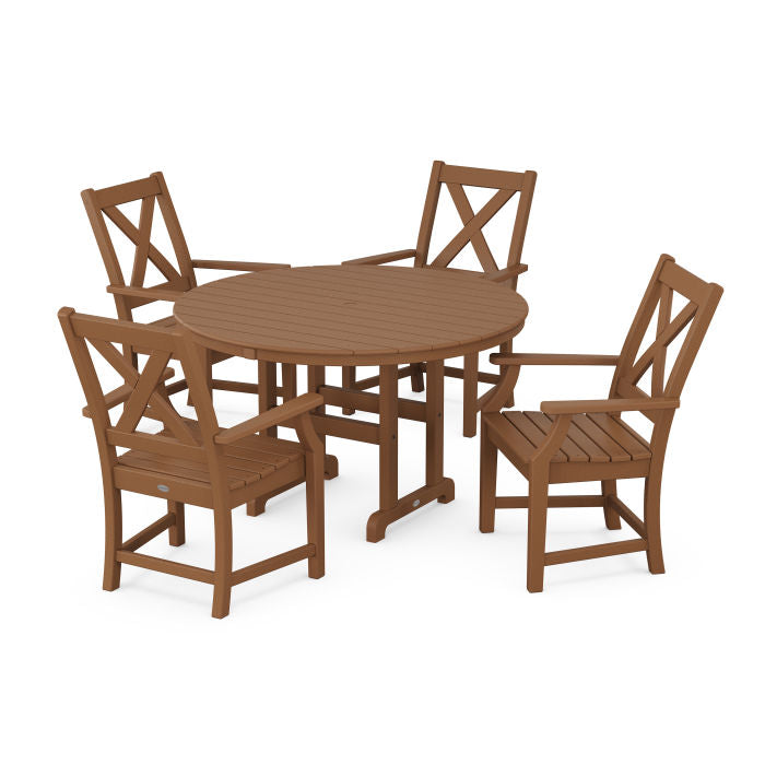 Polywood Braxton 5-Piece Round Farmhouse Dining Set PWS1354-1