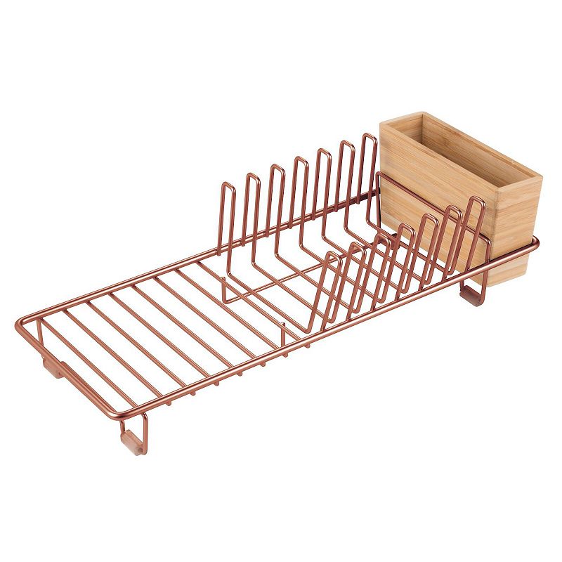 mDesign Compact Countertop， Sink Dish Drying Rack，   Caddy