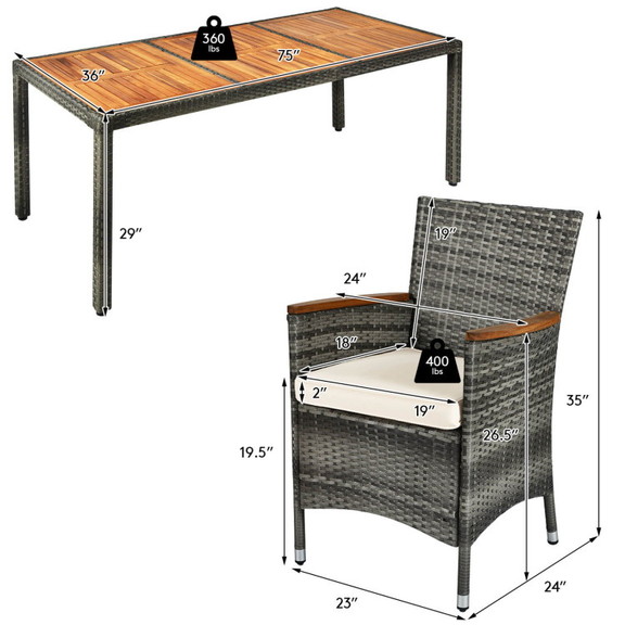 Costway 65091347 9 Pieces Rattan Patio Dining Set ...