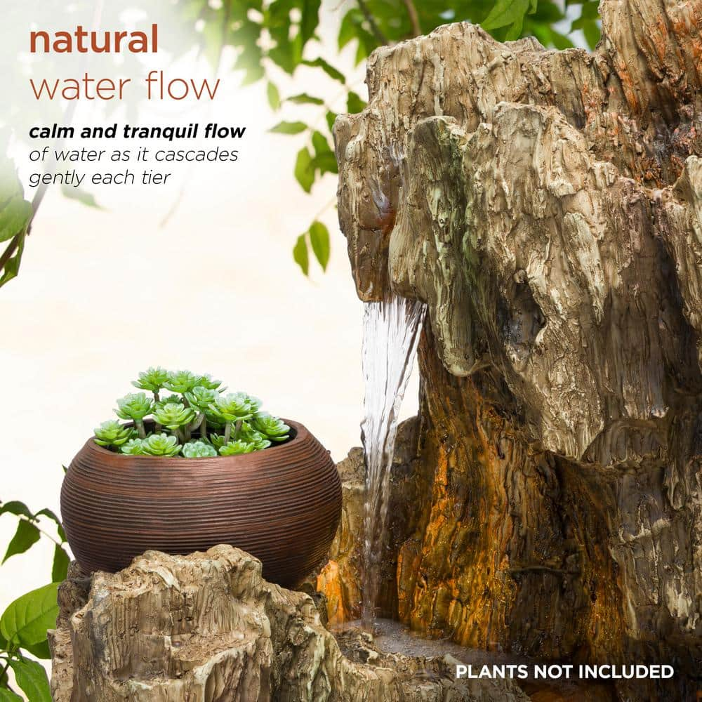 Alpine Corporation 52 in. Tall Indoor/Outdoor Waterfall Willow Tree Fountain with LED Lights WIN1530